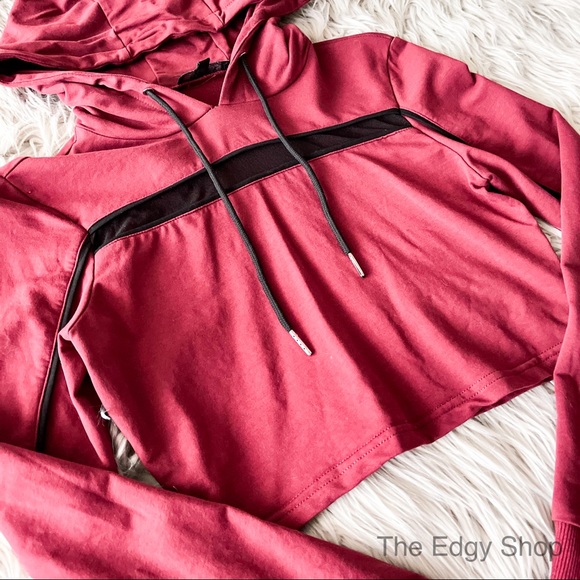 ekAttire | The Daily Burgundy Cropped Hoodie - Picture 6 of 9